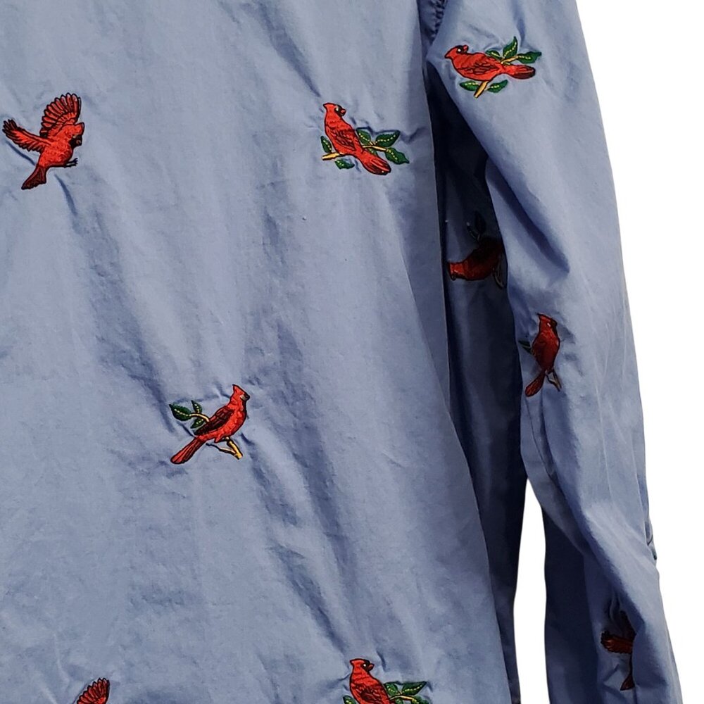 Casey Coleman L Shirt Embroidered Cardinal Bird Long Sleeve 100% Cotton Casual - Picture 11 of 11